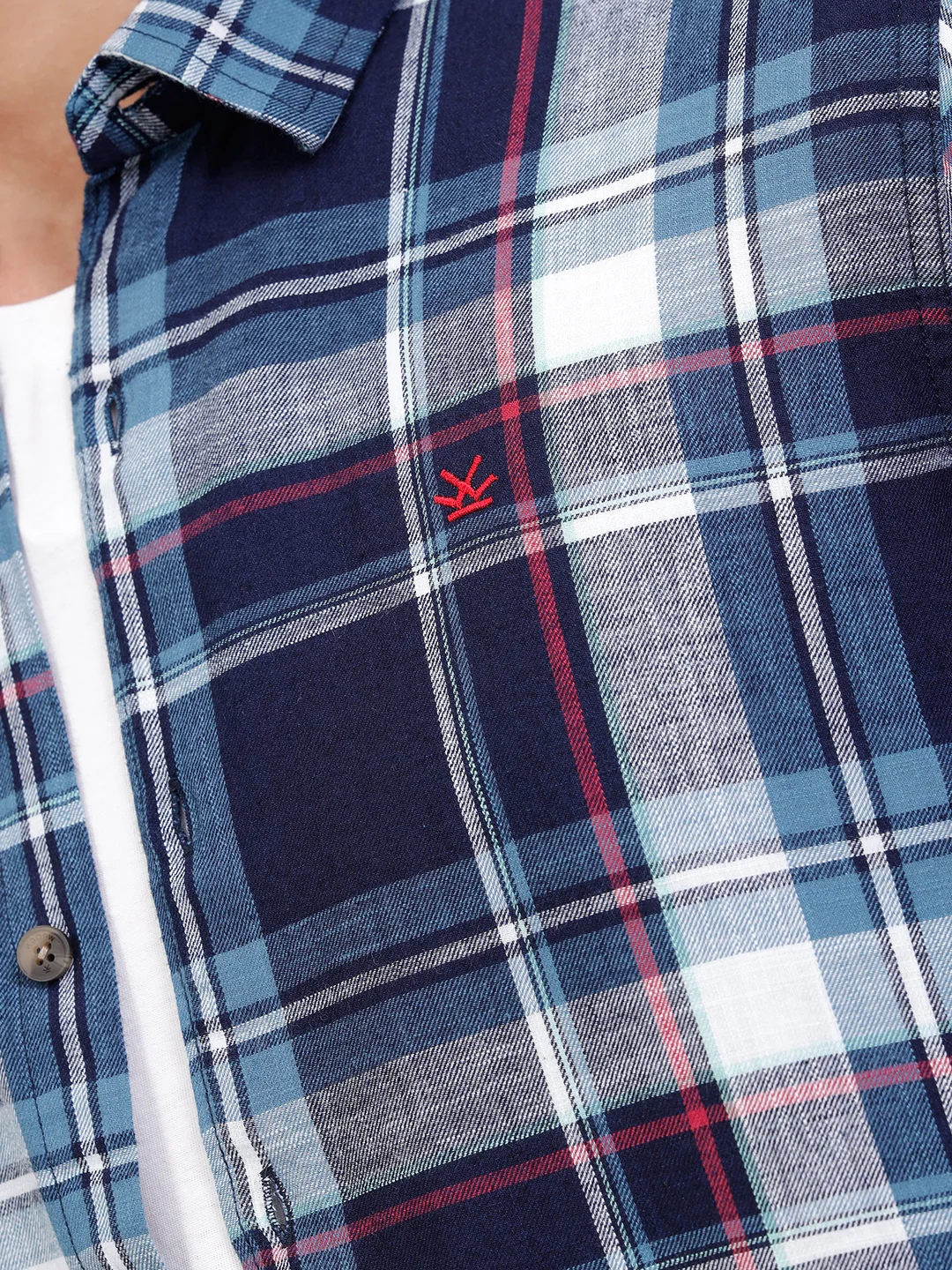 100 %Cotton Check Pattern Regular Fit Shirt | Navy Blue - Image 5
