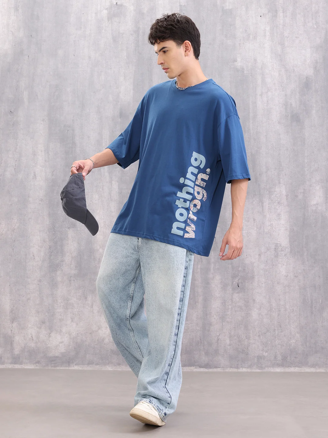 100% Cotton Oversized Graphic Tee I Blue - Image 2