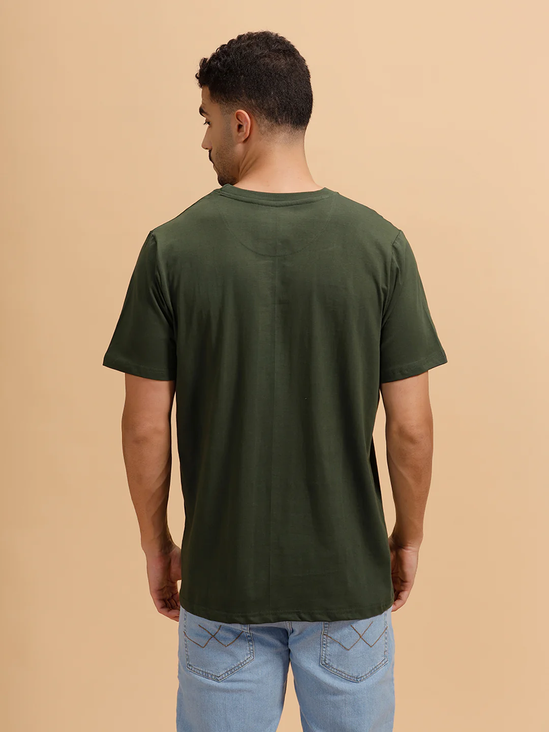 3D Wireframe Printed T-Shirt | Olive - Image 3