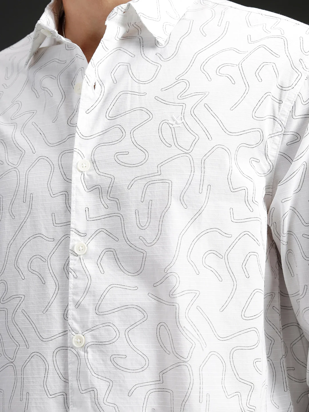 Abstarct aop printed casual comfort fit shirt | White - Image 5