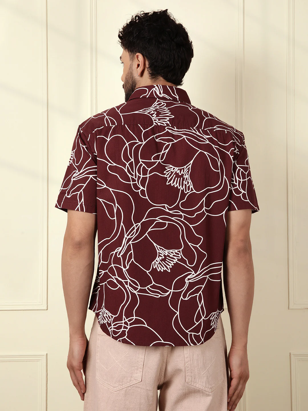 Abstract Floral Print Shirt | Maroon - Image 4