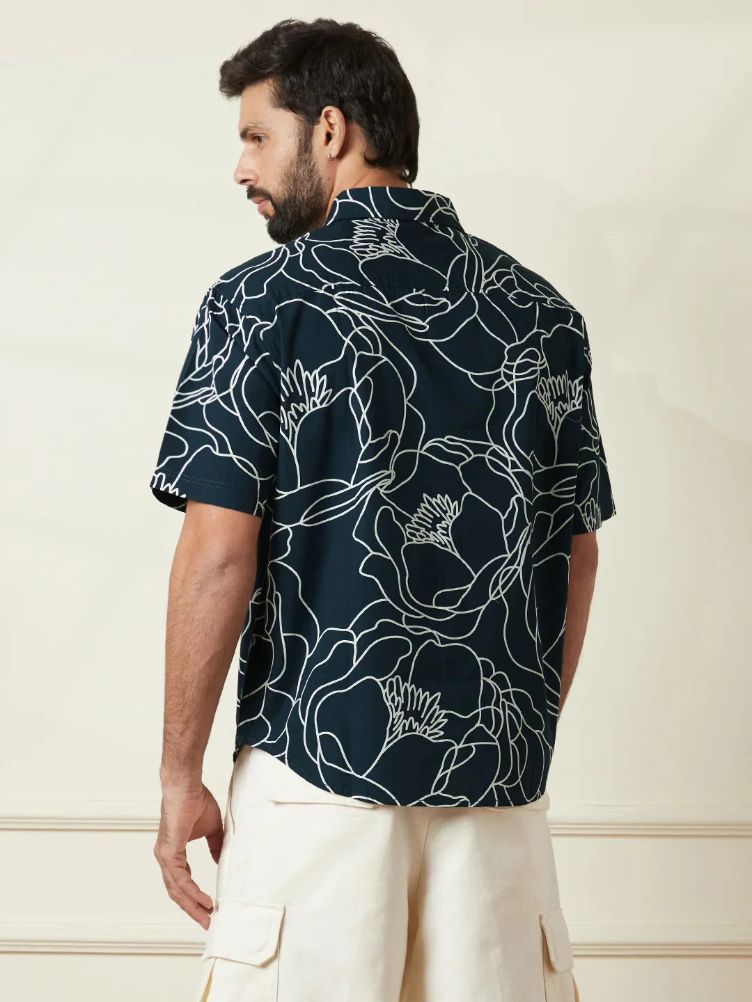 Abstract Floral Print Shirt | Navy Blue - Image 3