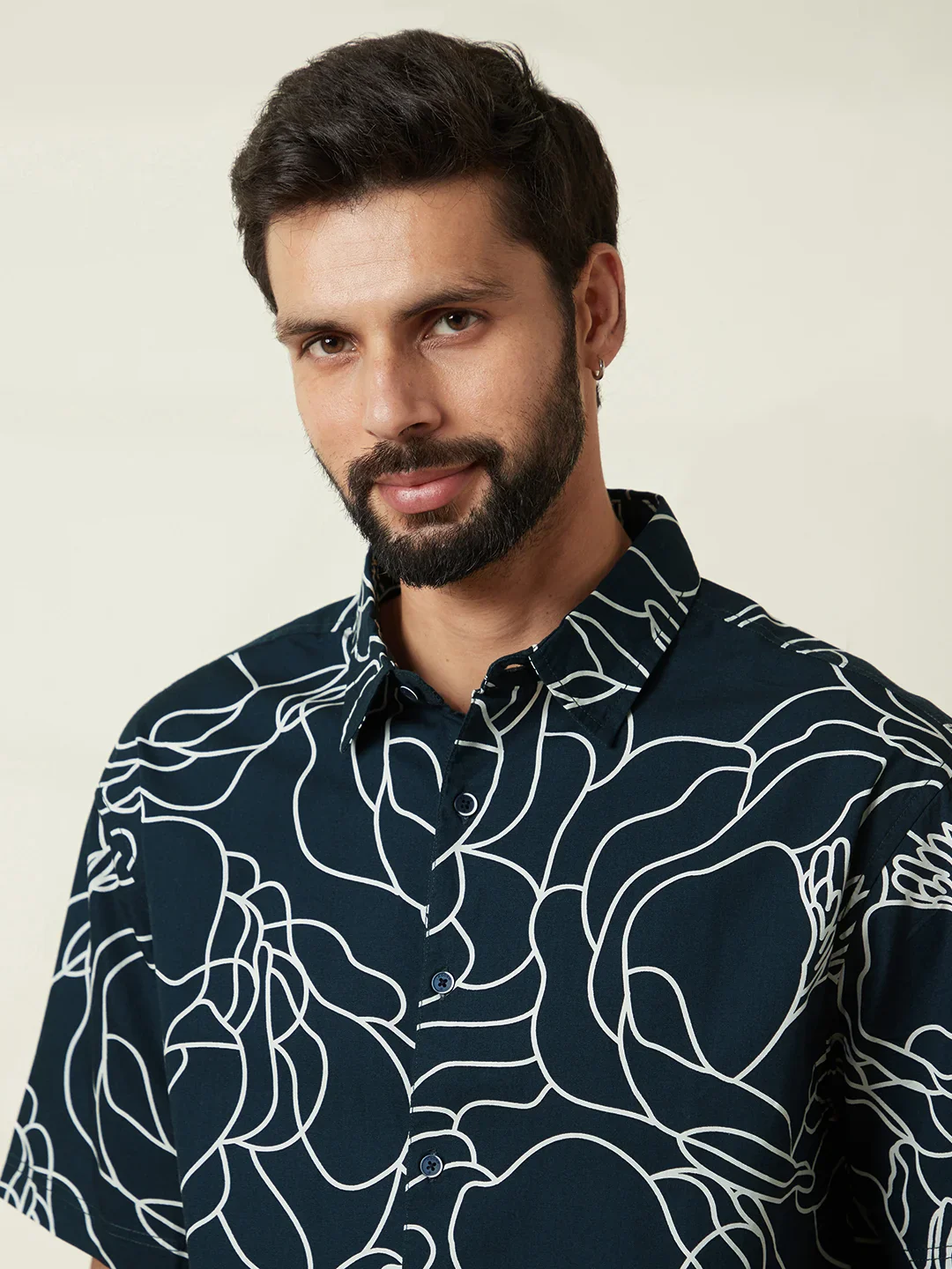 Abstract Floral Print Shirt | Navy Blue - Image 5