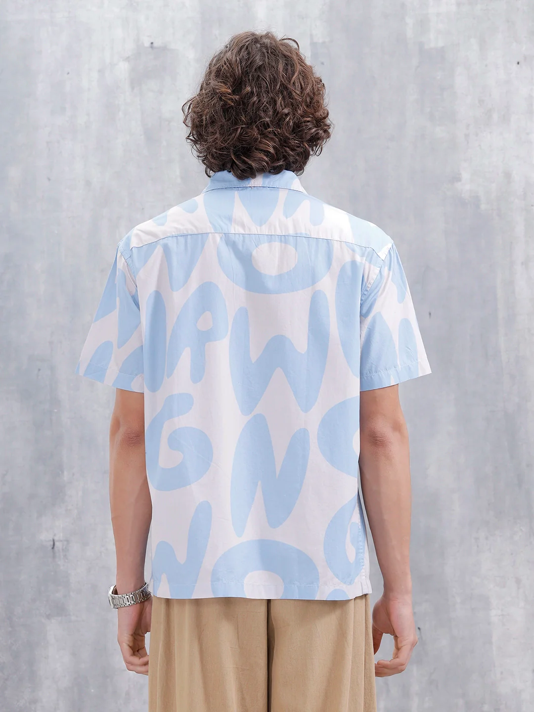 Abstract Aop Printed Comfort Fit Spread Collar Shirt | Blue - Image 3