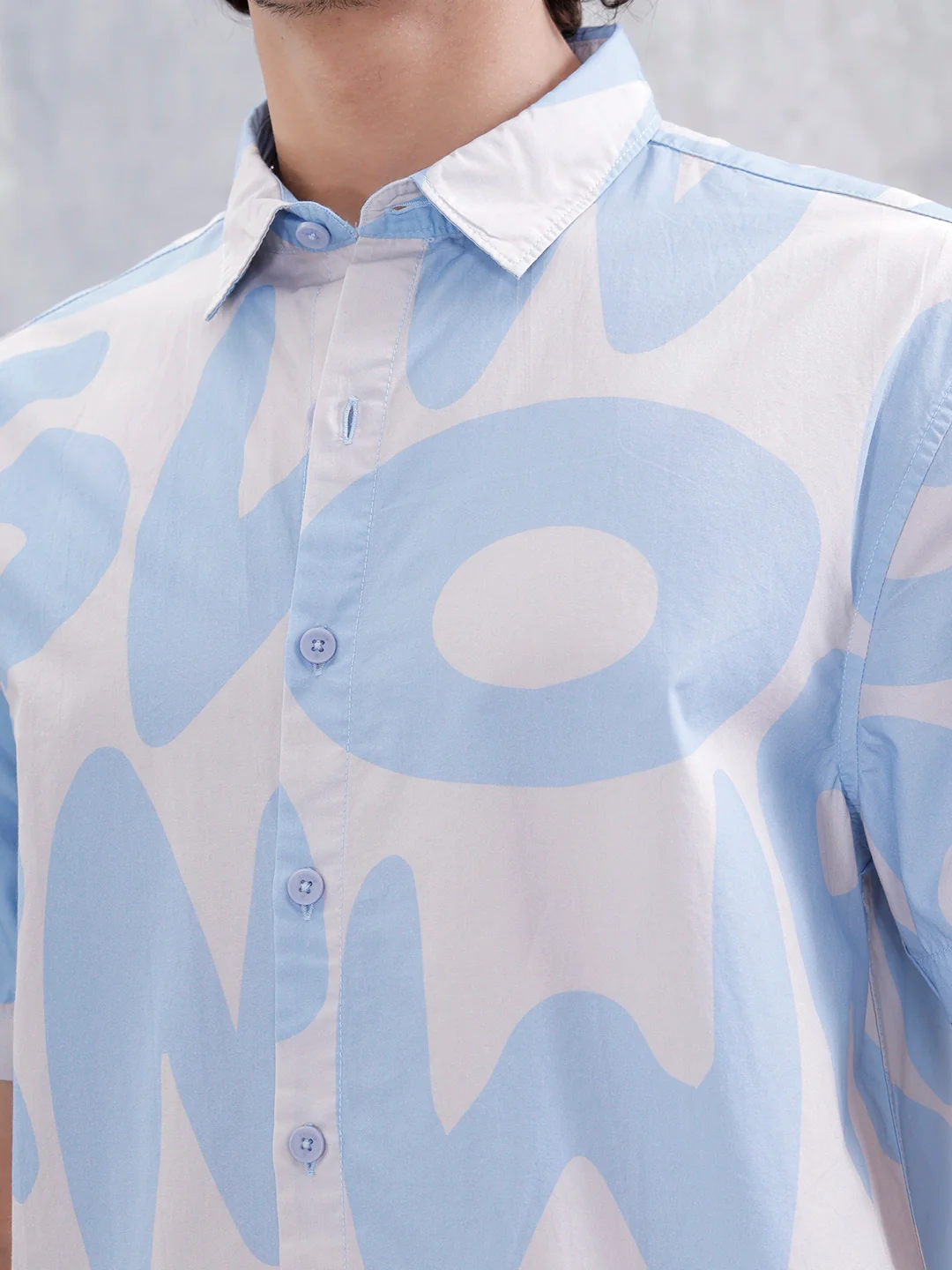 Abstract Aop Printed Comfort Fit Spread Collar Shirt | Blue - Image 5