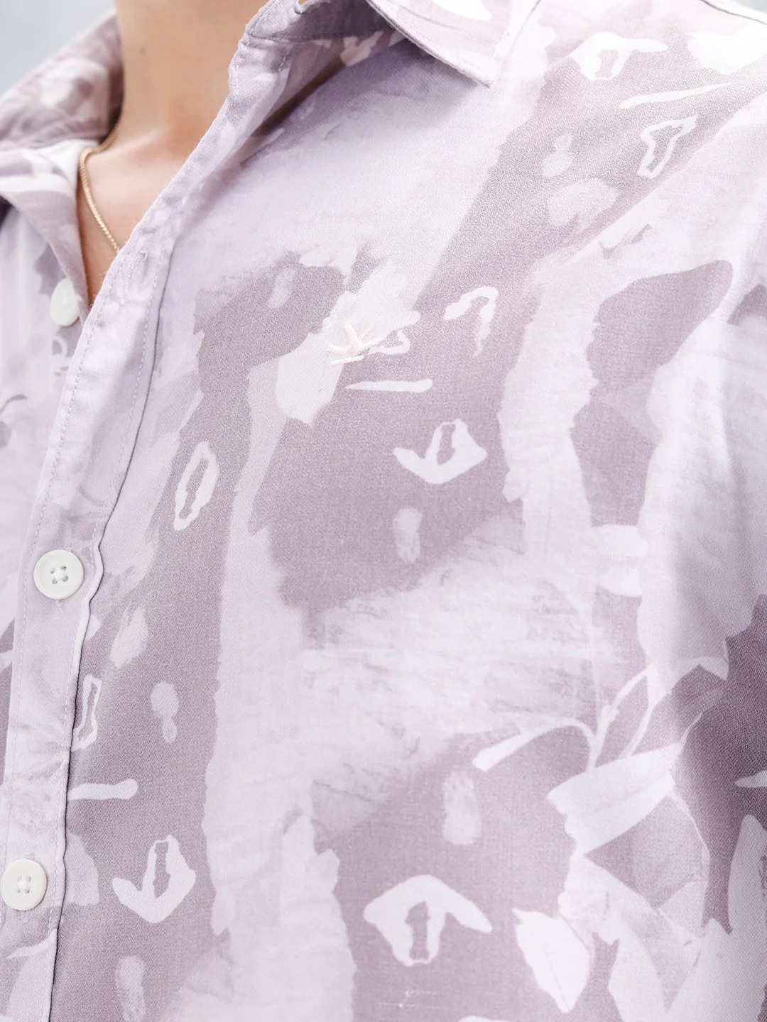 Abstract Aop Printed Oversized Fit Casual Shirt | Purple - Image 5