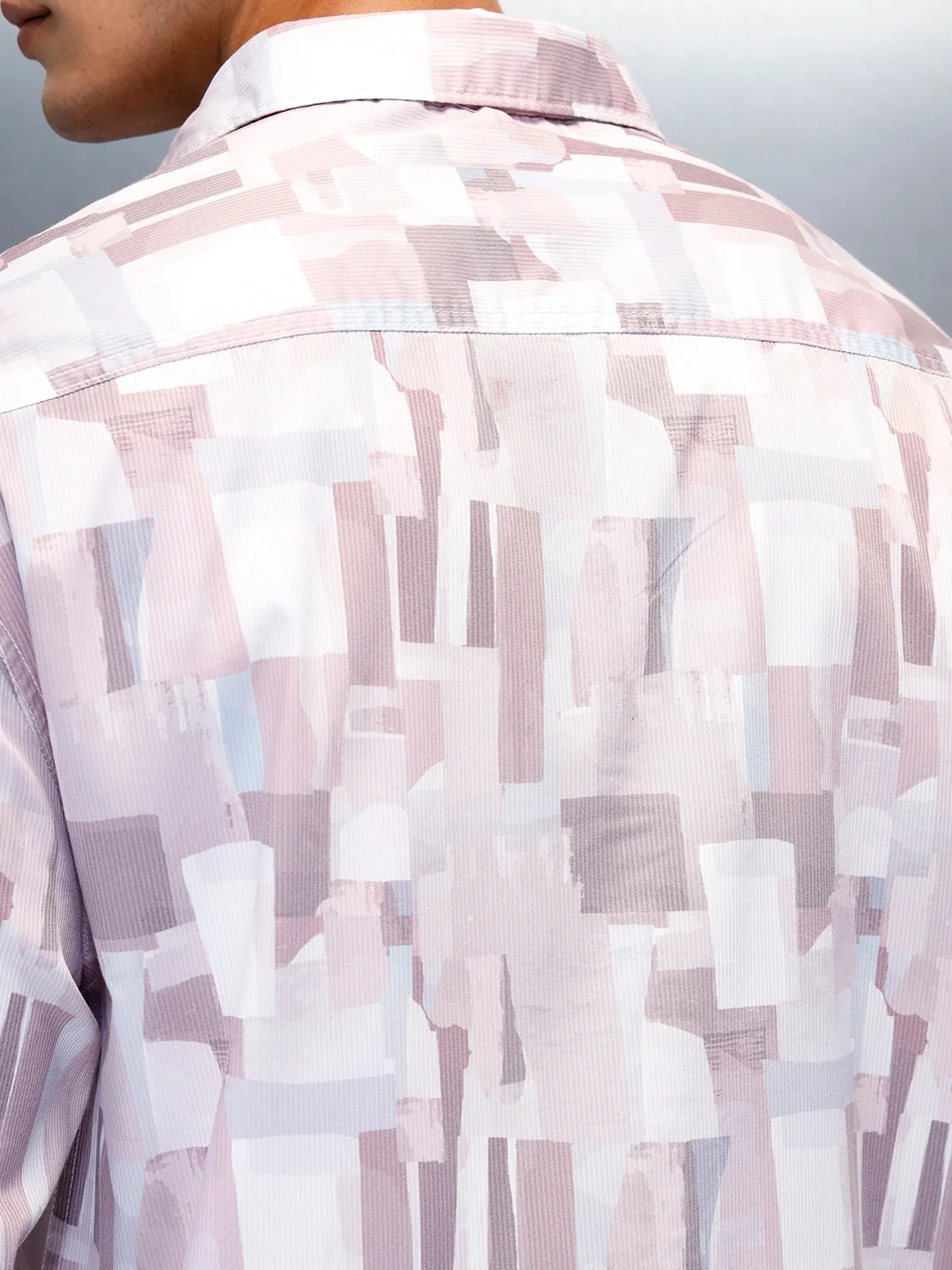 Abstract Aop Printed Oversized Fit Men's Casual Shirt | Pink - Image 5