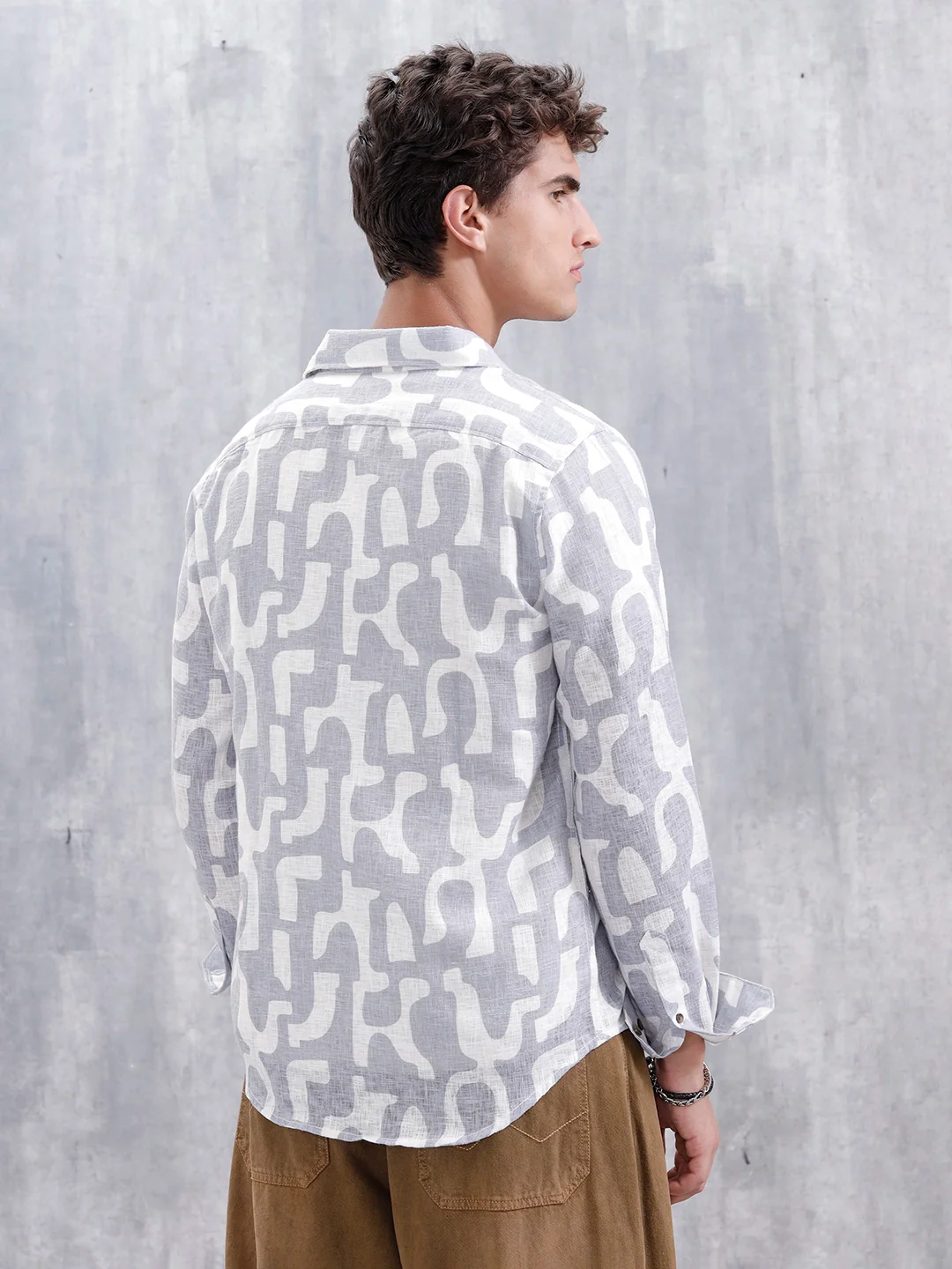 Abstract Aop Printed Regular Fit Shirt | Grey - Image 3