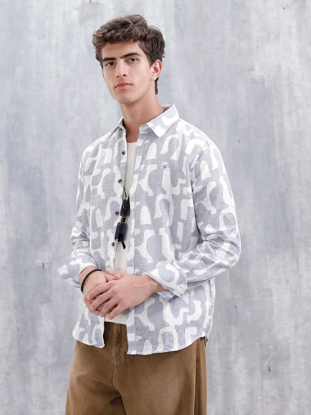 Abstract Aop Printed Regular Fit Shirt | Grey - Image 4