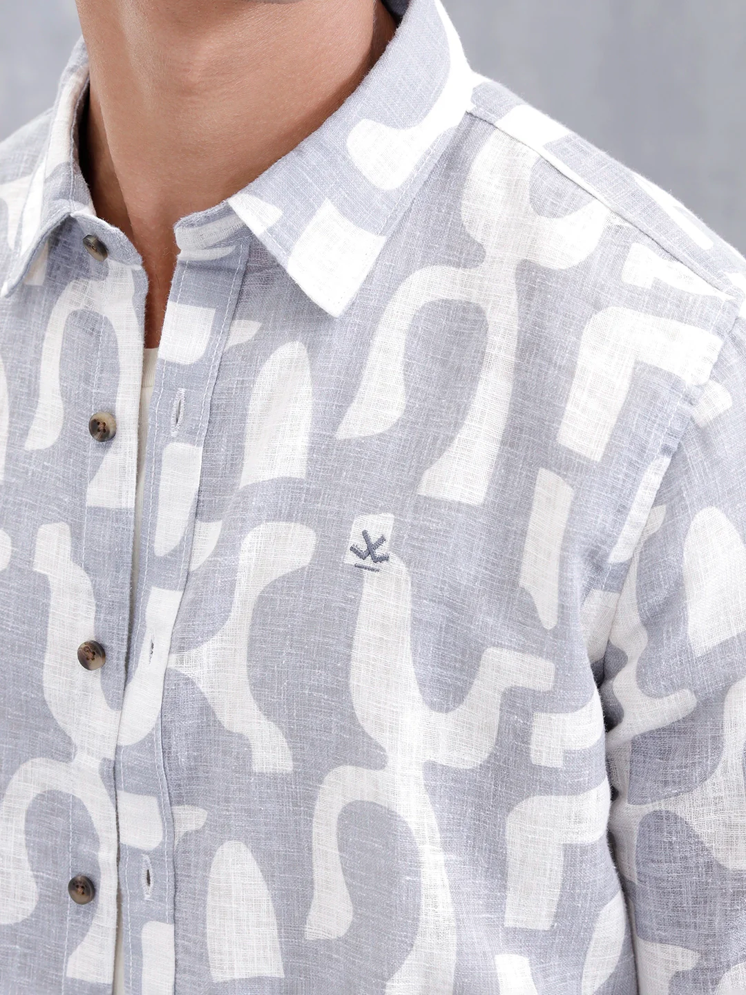 Abstract Aop Printed Regular Fit Shirt | Grey - Image 5