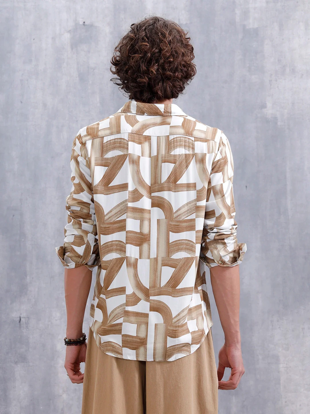 Abstract Aop Printed Regular Fit Shirt | Yellow - Image 3