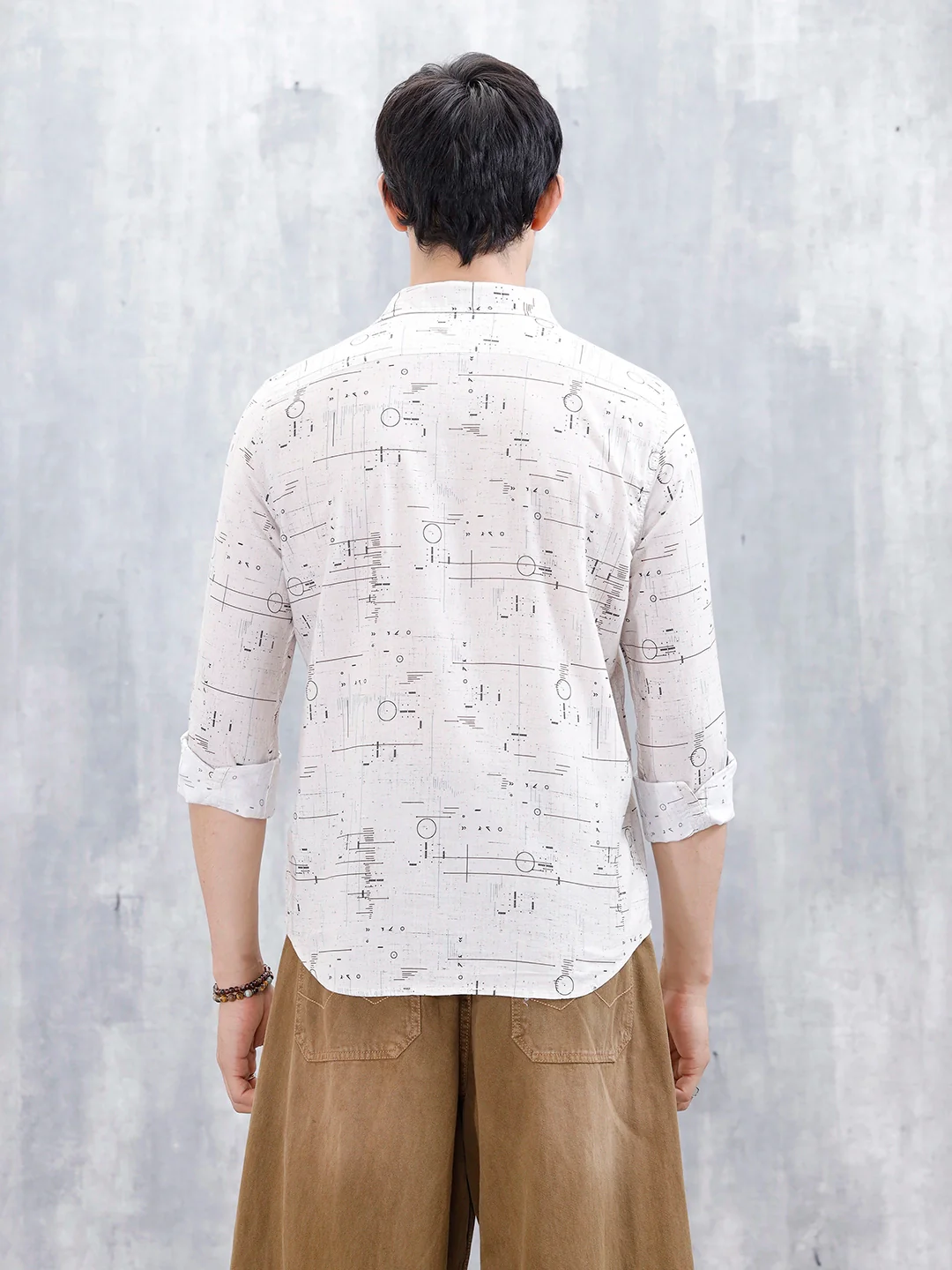 Abstract Aop Slim Fit Men's Casual Shirt | Khaki - Image 3