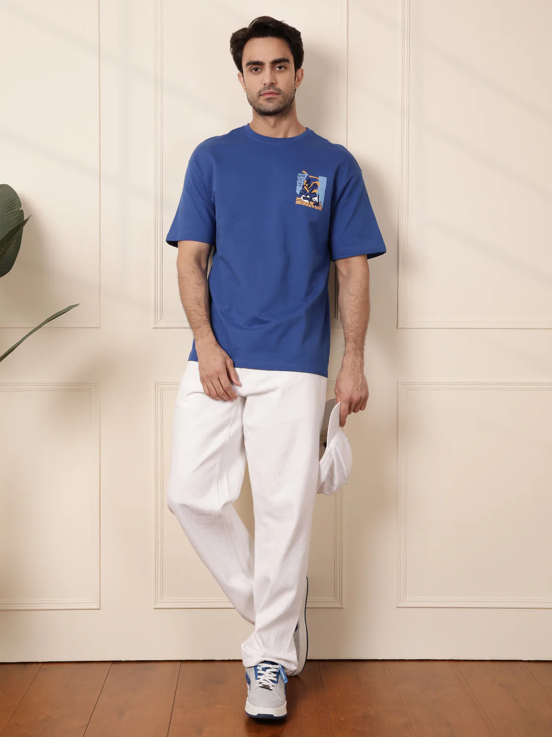 Heavy GSM Printed Faces T-Shirt | Blue - Image 3