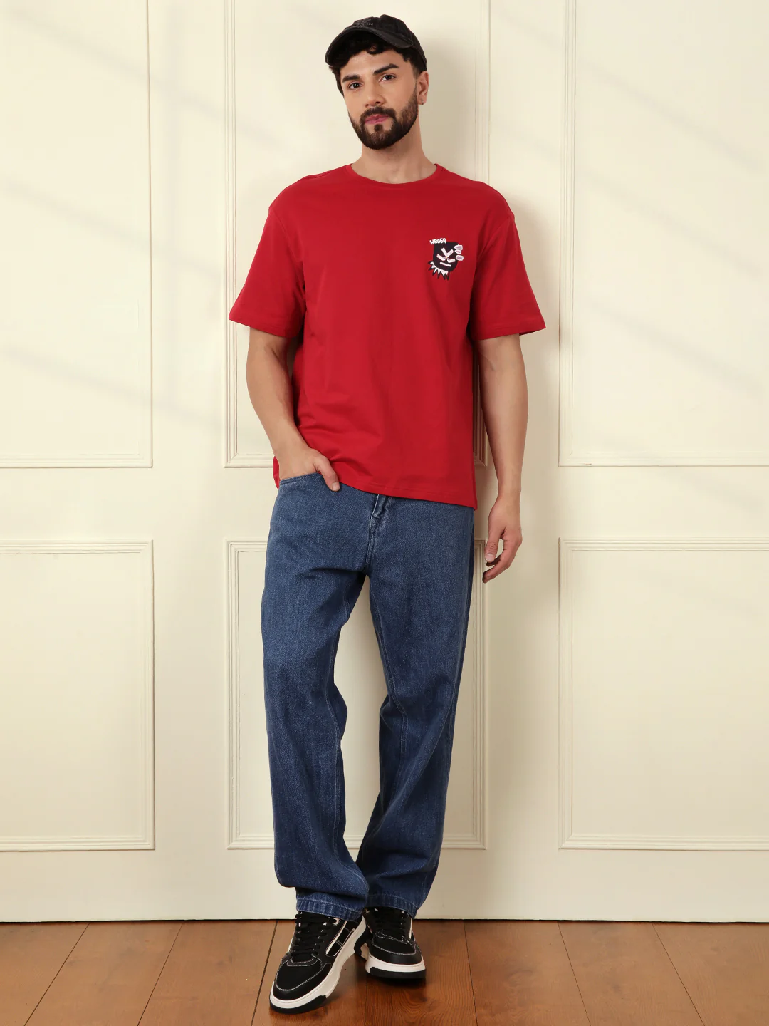 Heavy GSM Printed Oversized T-Shirt | Red - Image 2