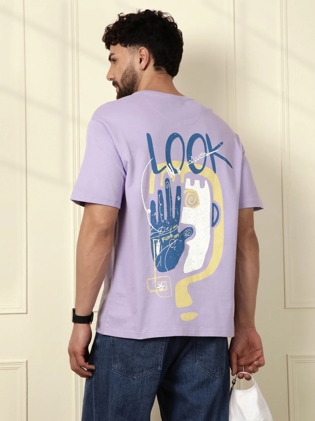 Heavy GSM Printed Faces T-Shirt | Purple - Image 2