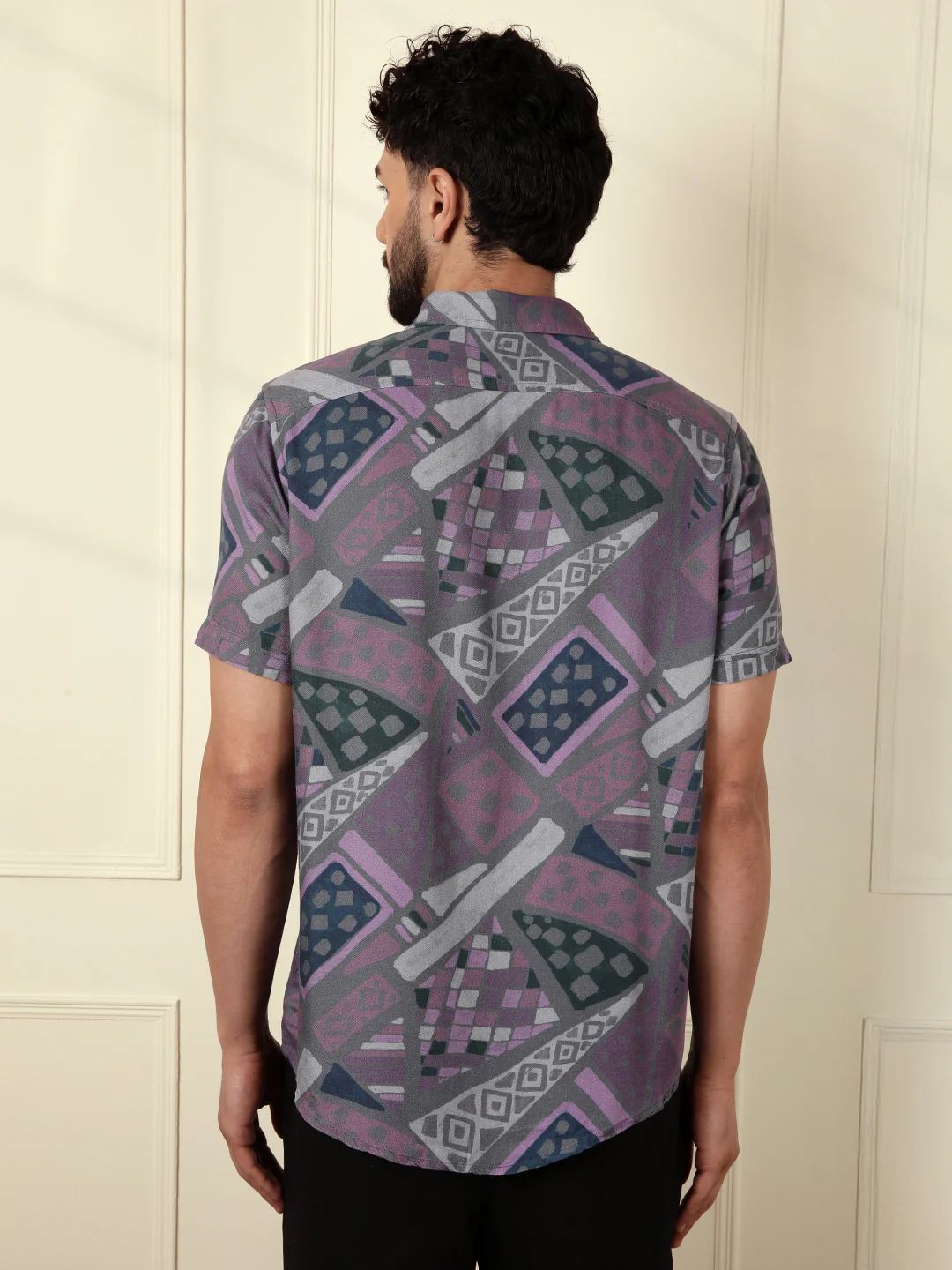 AOP Fluid Light Weight Viscose Shirt | Grey - Image 4