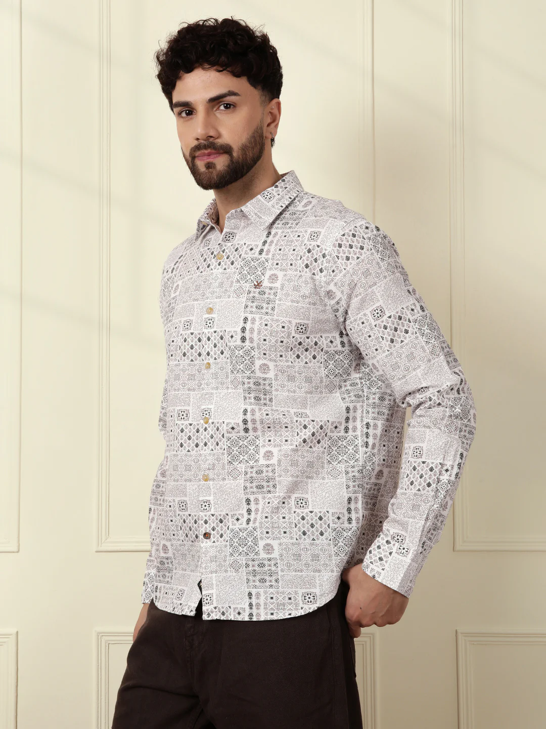 Abstract Patterns AOP Shirt | Off White - Image 4