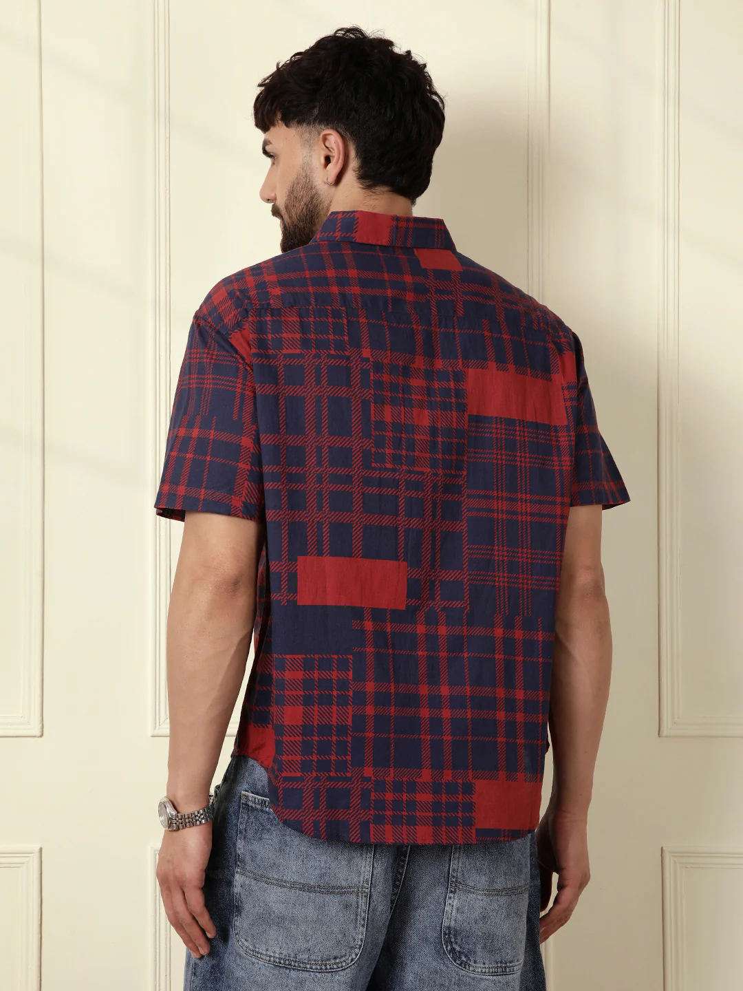 Patchwork Printed AOP Shirt | Red - Image 4