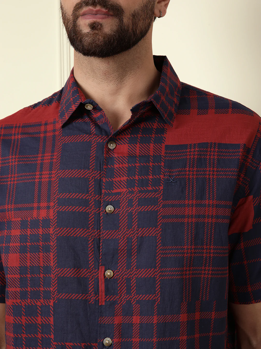 Patchwork Printed AOP Shirt | Red - Image 7