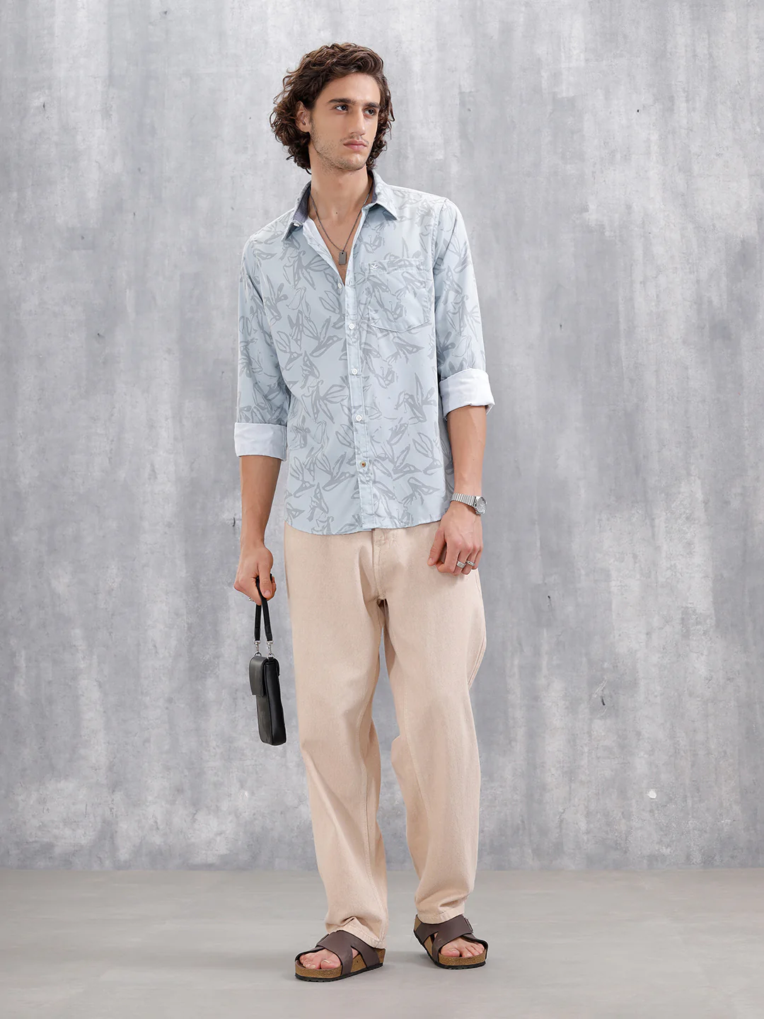 Abstract Floral Printed Slim Fit Shirt | Blue - Image 2