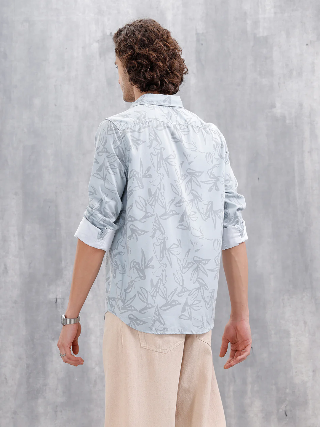 Abstract Floral Printed Slim Fit Shirt | Blue - Image 3