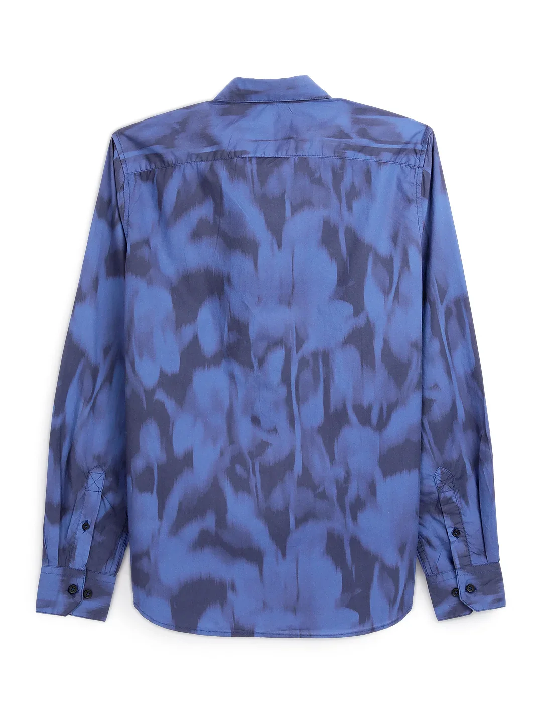 Abstract Navy Satin Printed Shirt - Image 8
