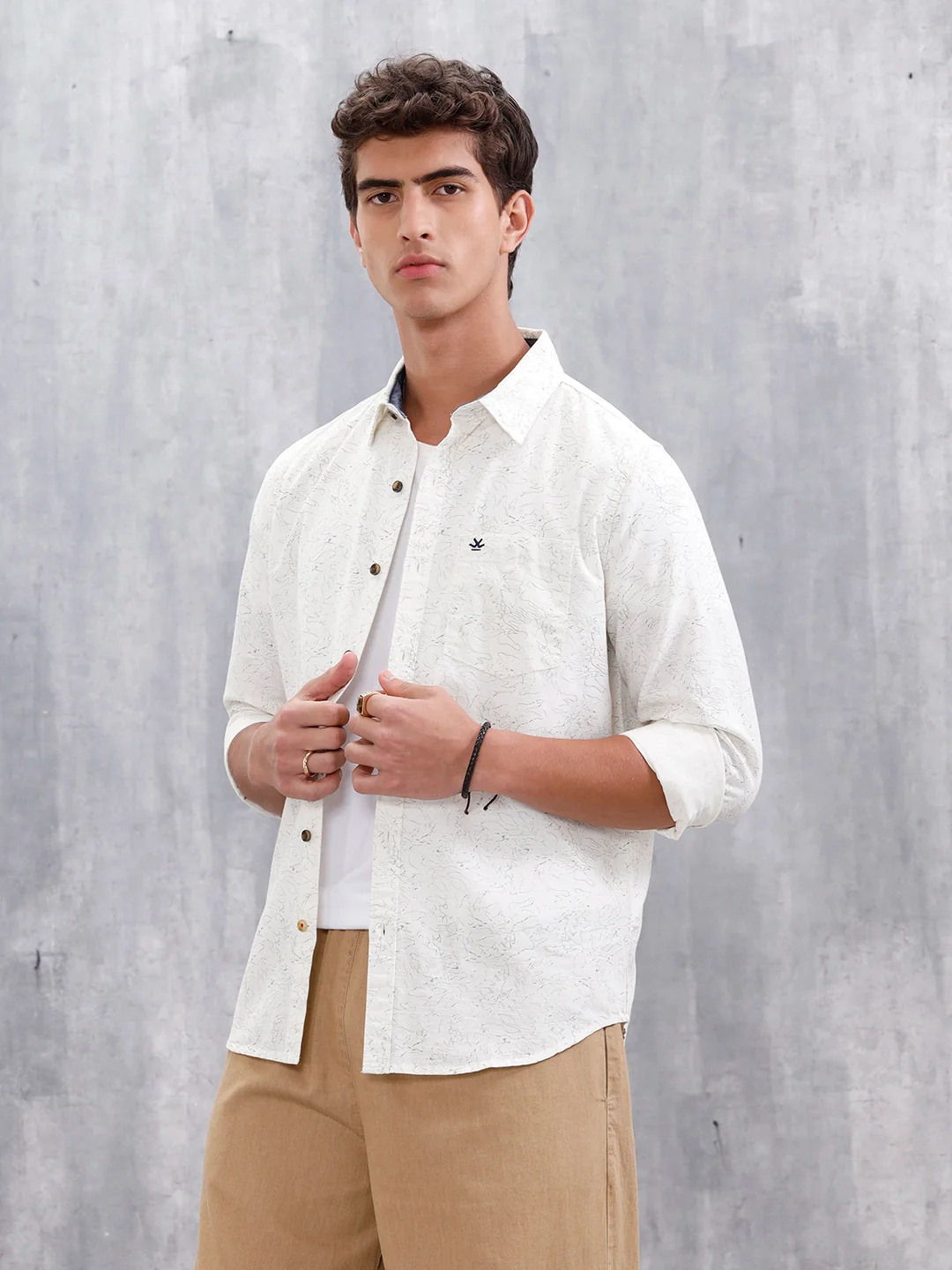 Abstract Printed Casual Shirt For Men | White - Image 4
