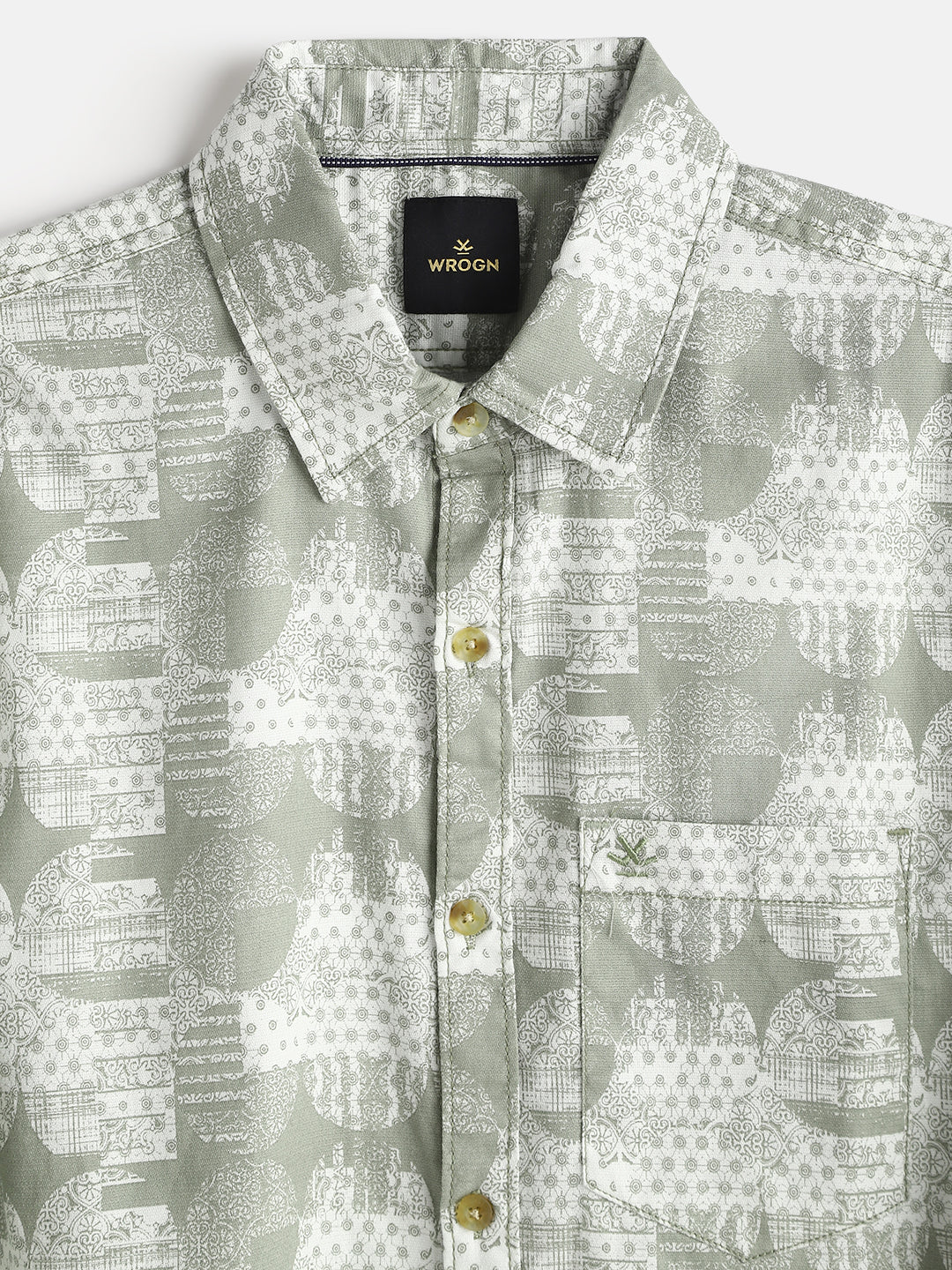 Abstract Printed Slim Fit Shirt | Green - Image 4