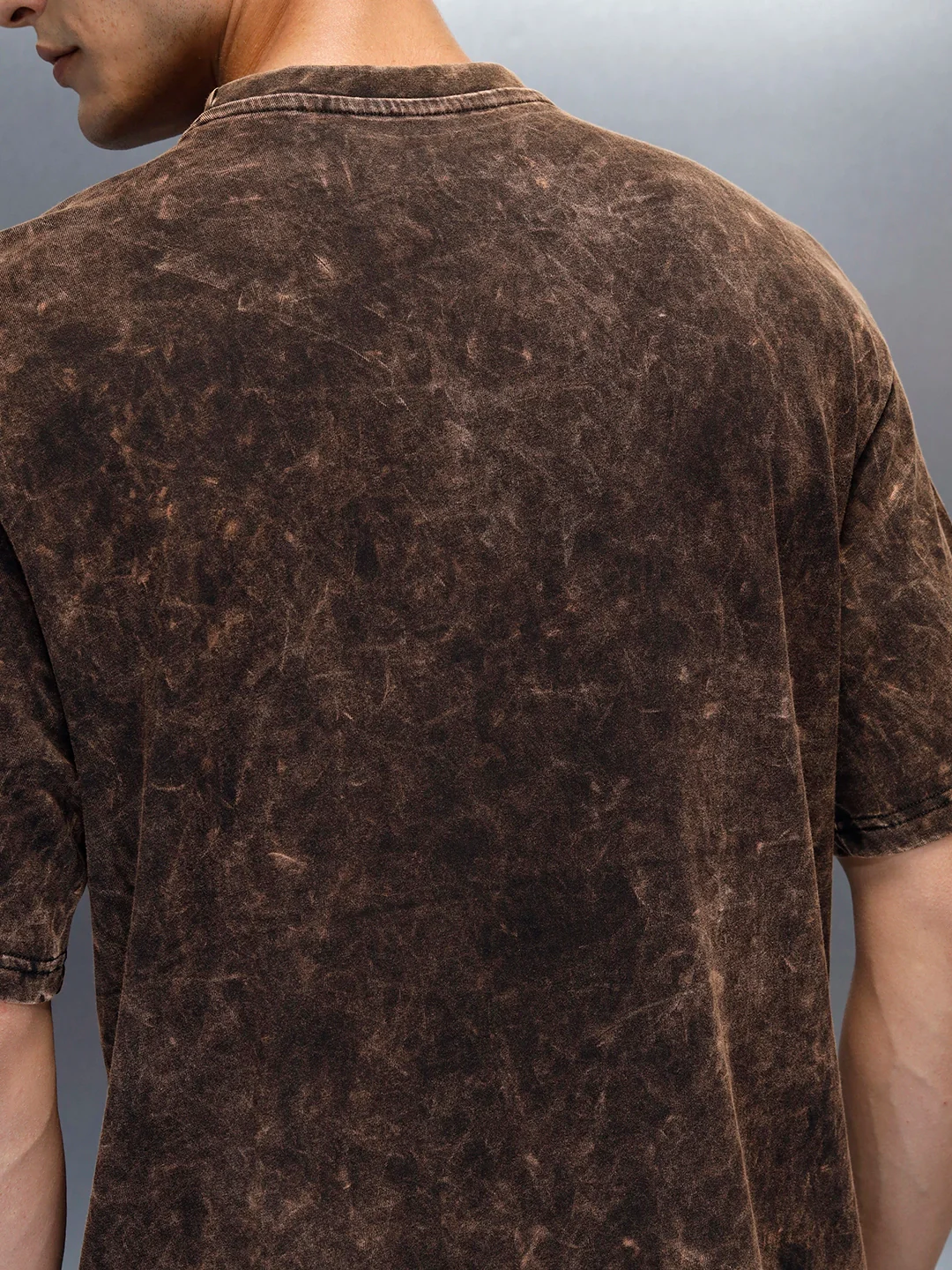 Acid Washed Oversized Fit Worgn Printed T-Shirt | Black - Image 5