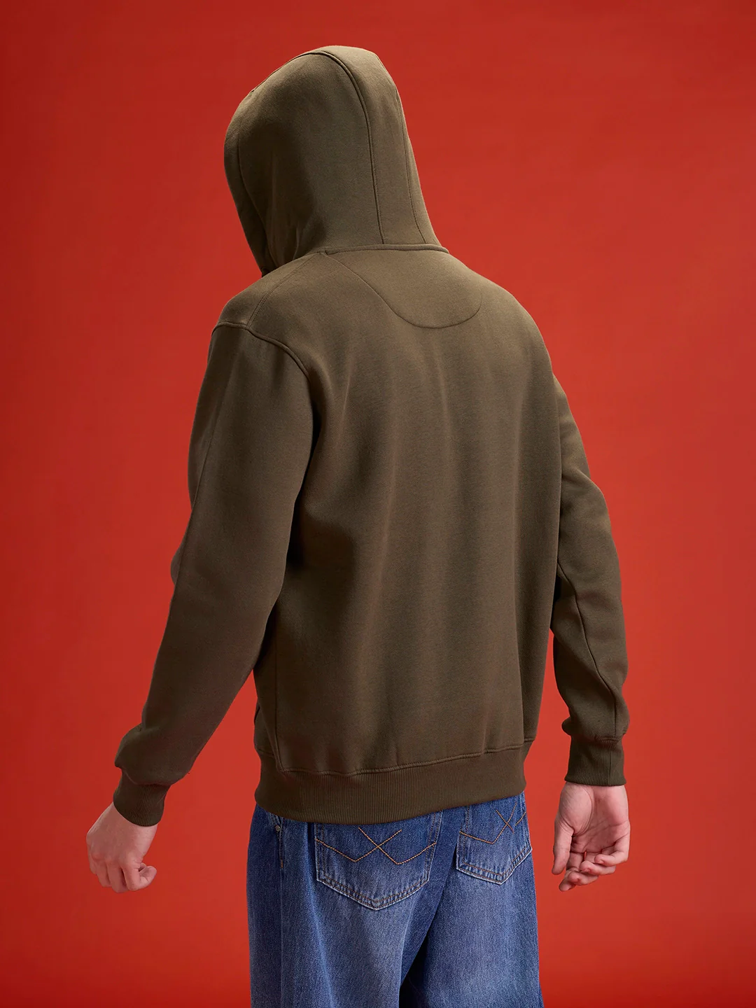 All-Day Casual Comfort Fit Hooded Sweatshirt | Olive - Image 2