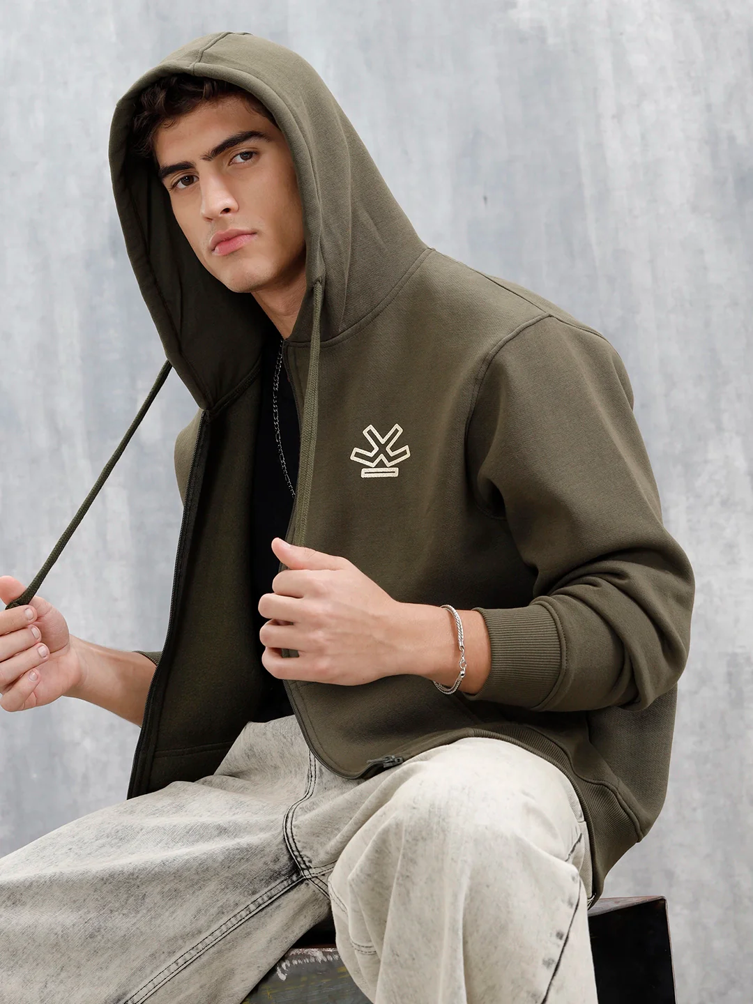 All-Day Casual Comfort Fit Hooded Sweatshirt | Olive - Image 3