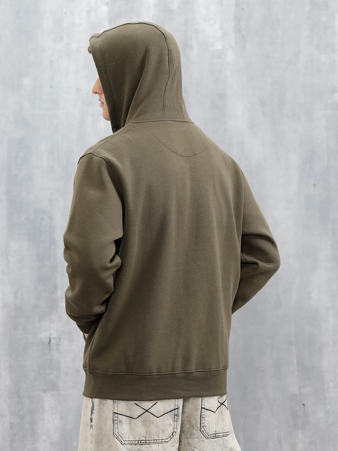 All-Day Casual Comfort Fit Hooded Sweatshirt | Olive - Image 5