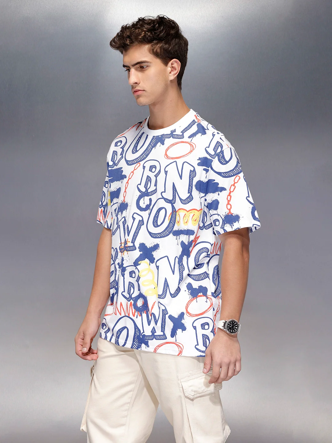 All-over print oversized T-shirt | White - Image 4