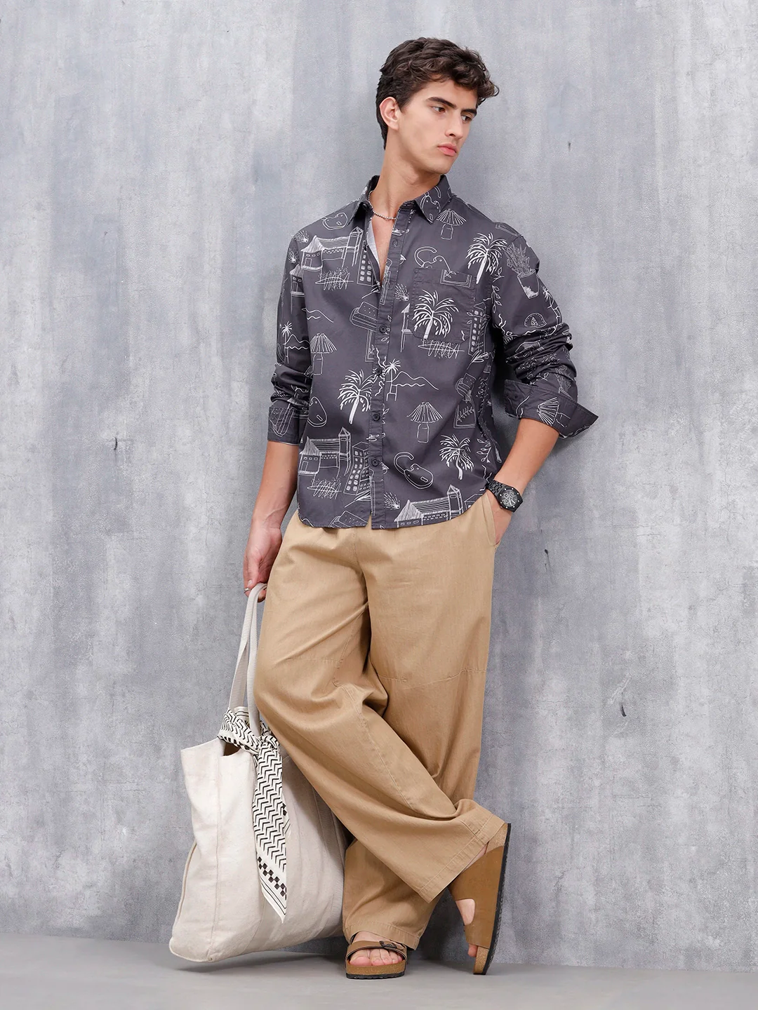 All Over Printed Comfort Fit Casual Shirt | Black - Image 2