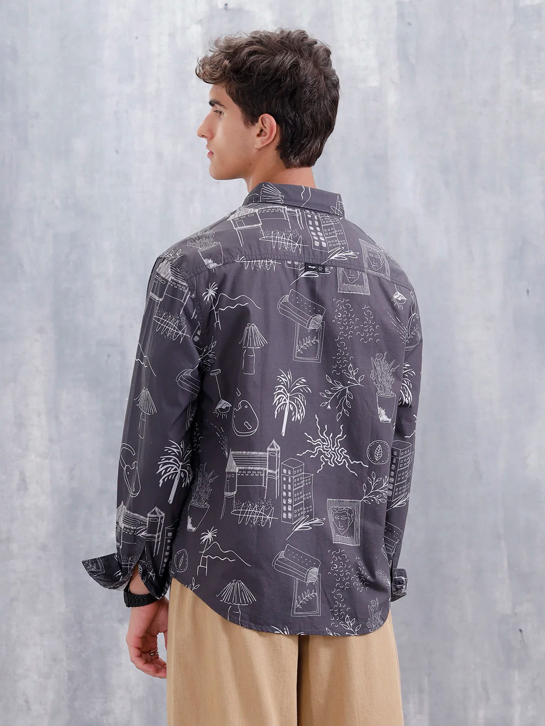 All Over Printed Comfort Fit Casual Shirt | Black - Image 3