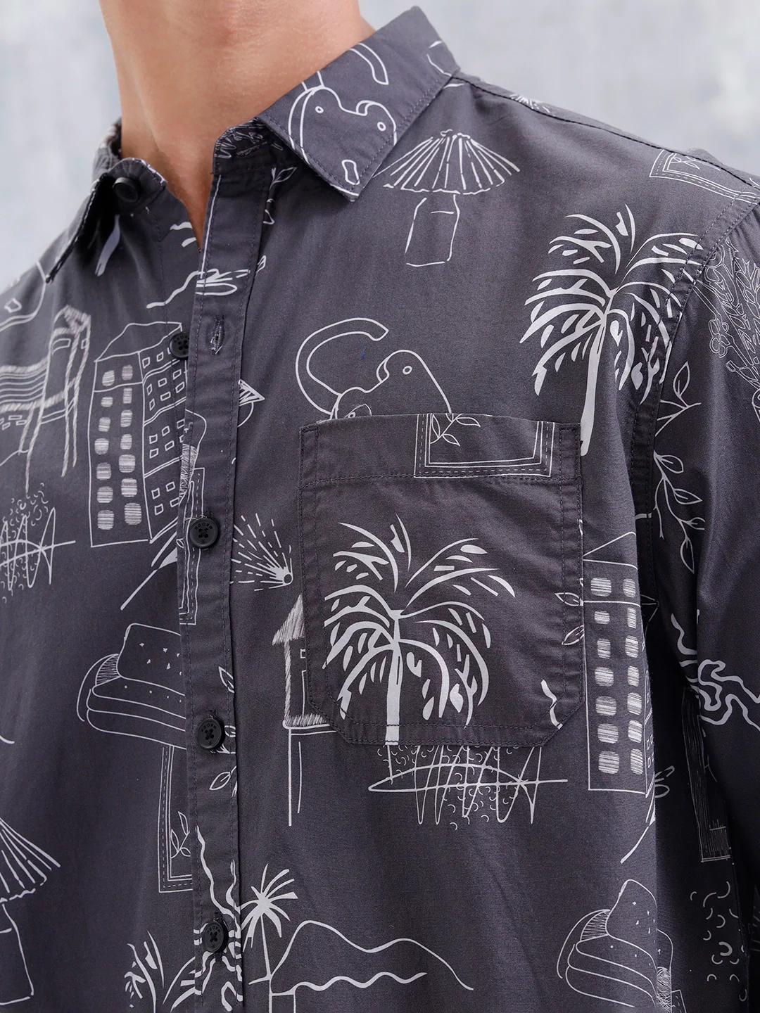 All Over Printed Comfort Fit Casual Shirt | Black - Image 5