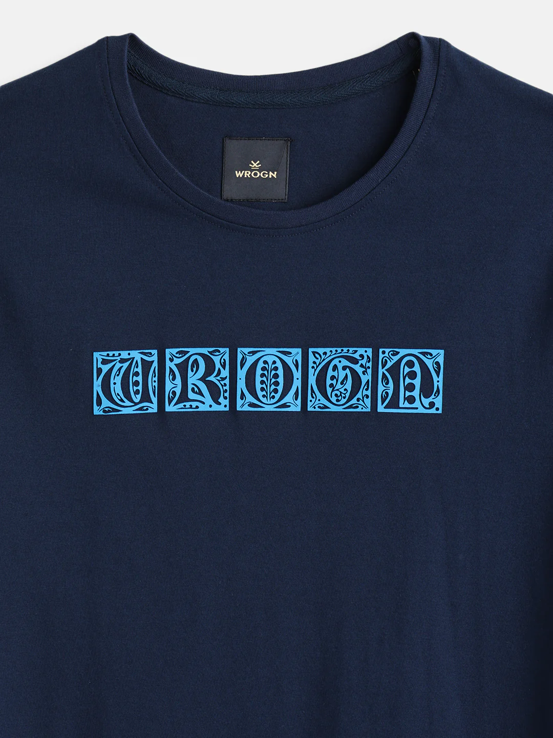 Ancient Script Inspired 3D Print Brand Carrier T-Shirt  | Navy Blue - Image 3