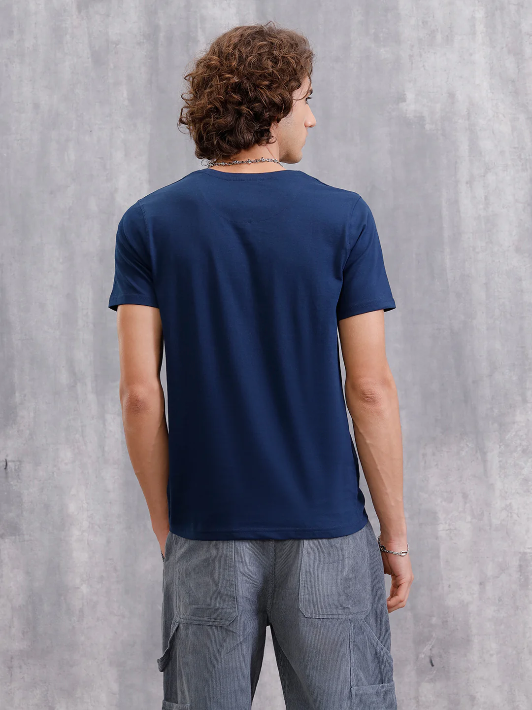 Ancient Script Inspired 3D Print Brand Carrier T-Shirt  | Navy Blue - Image 6