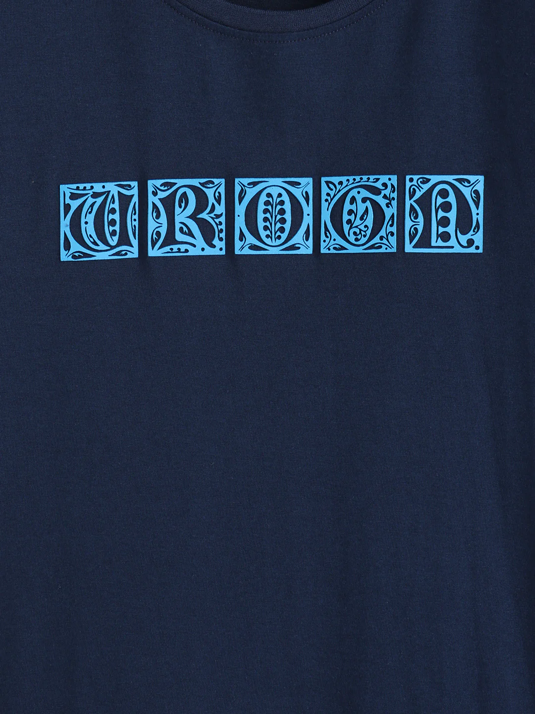 Ancient Script Inspired 3D Print Brand Carrier T-Shirt  | Navy Blue - Image 9