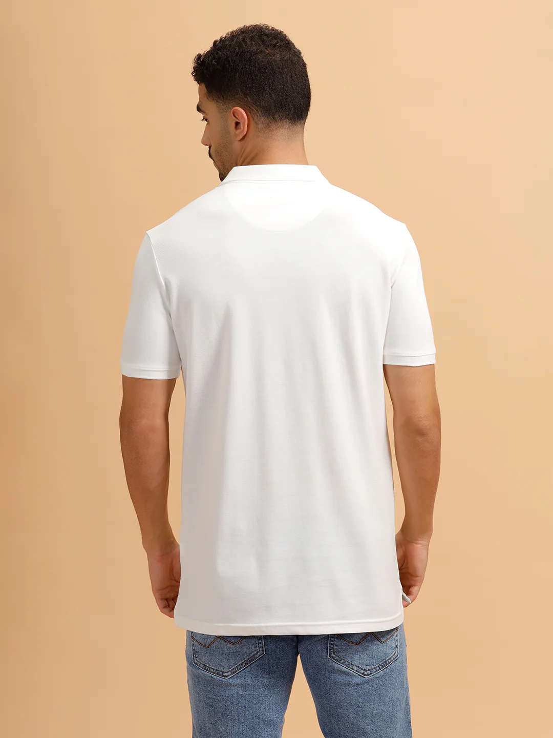 Angular Stripes Slim Fit Polo T-Shirt | White - Image 3