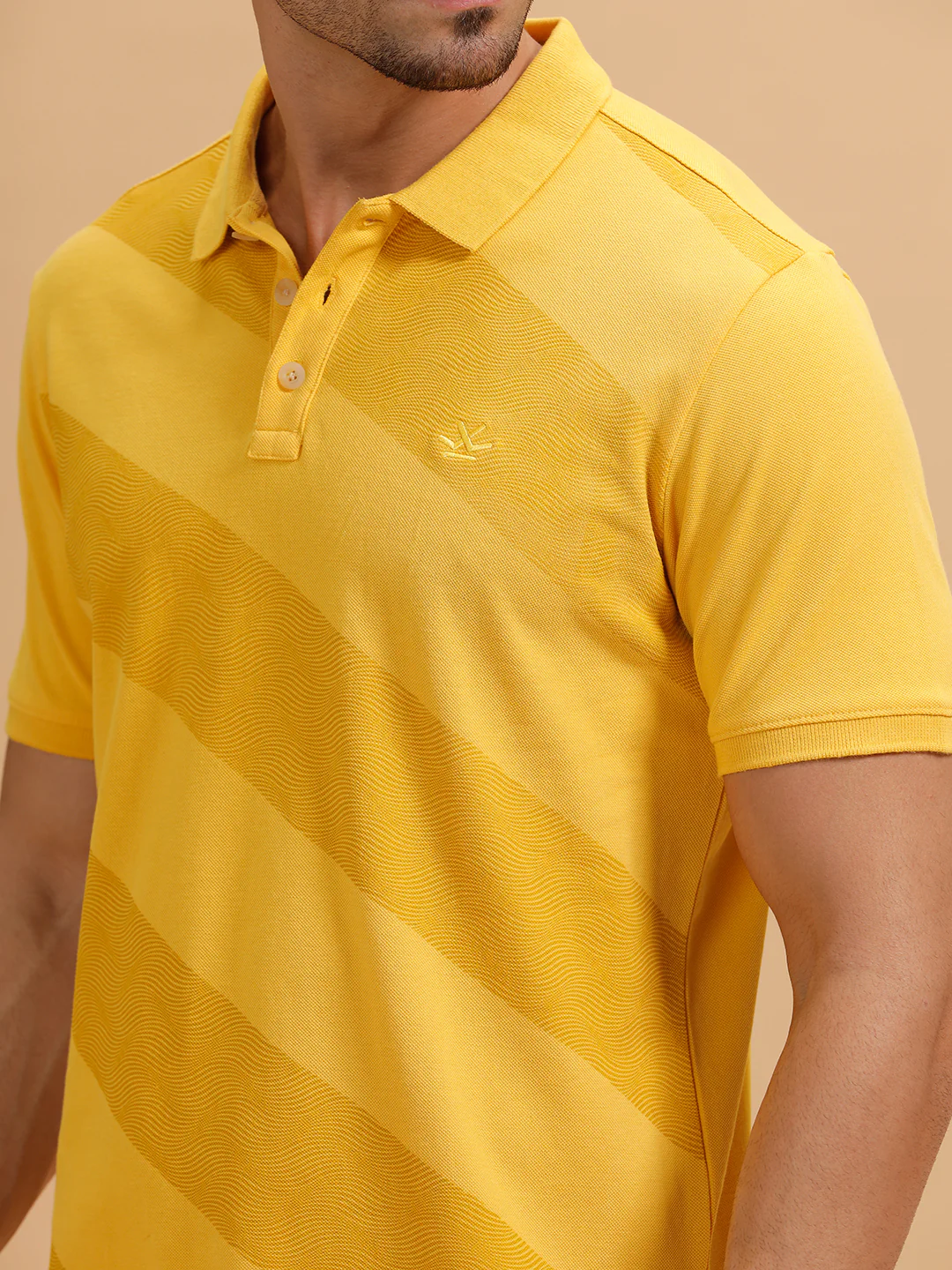 Angular Stripes Slim Fit Polo T-Shirt | Yellow - Image 5