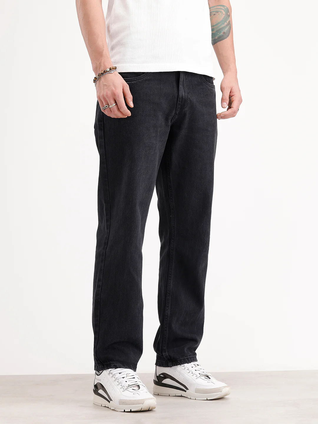 Anti Fit Light Faded Denim Jeans | Black - Image 4