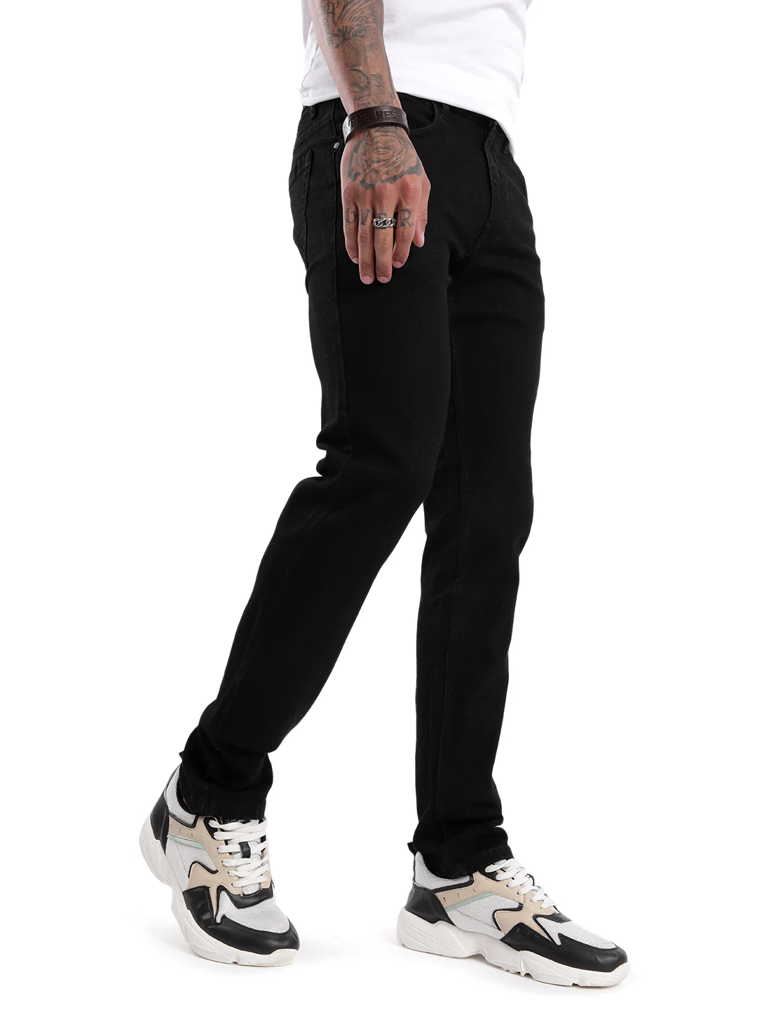Apex Black Solid Casual Jeans - Image 4