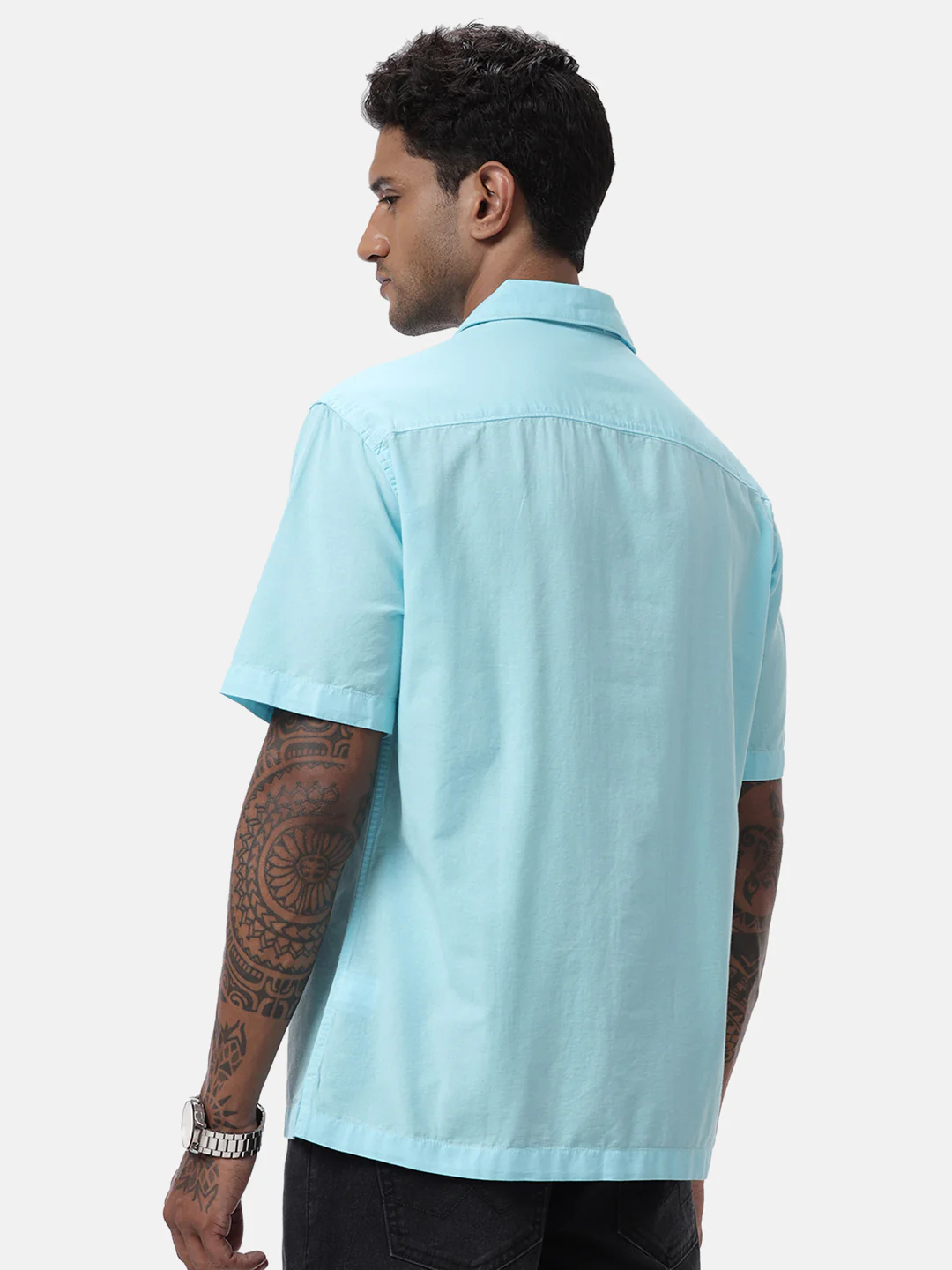 Aqua Blue Resort Collar Shirt - Image 3