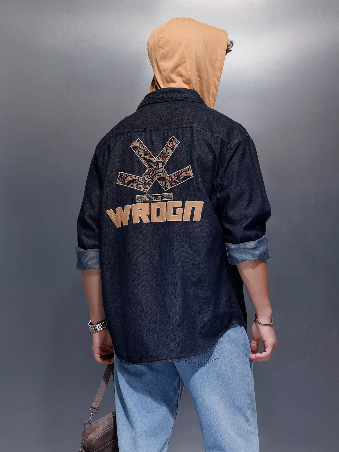 Back Printed Hooded Shirt  | Blue - Image 3