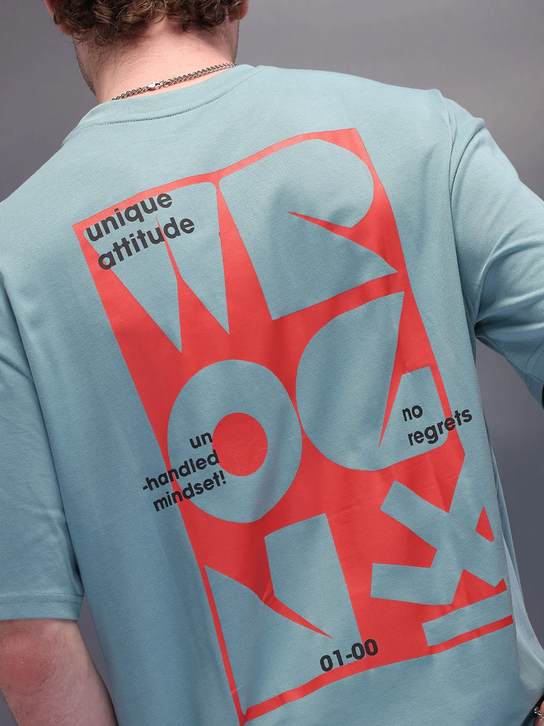 Back Printed Oversized T-Shirt | Green - Image 3