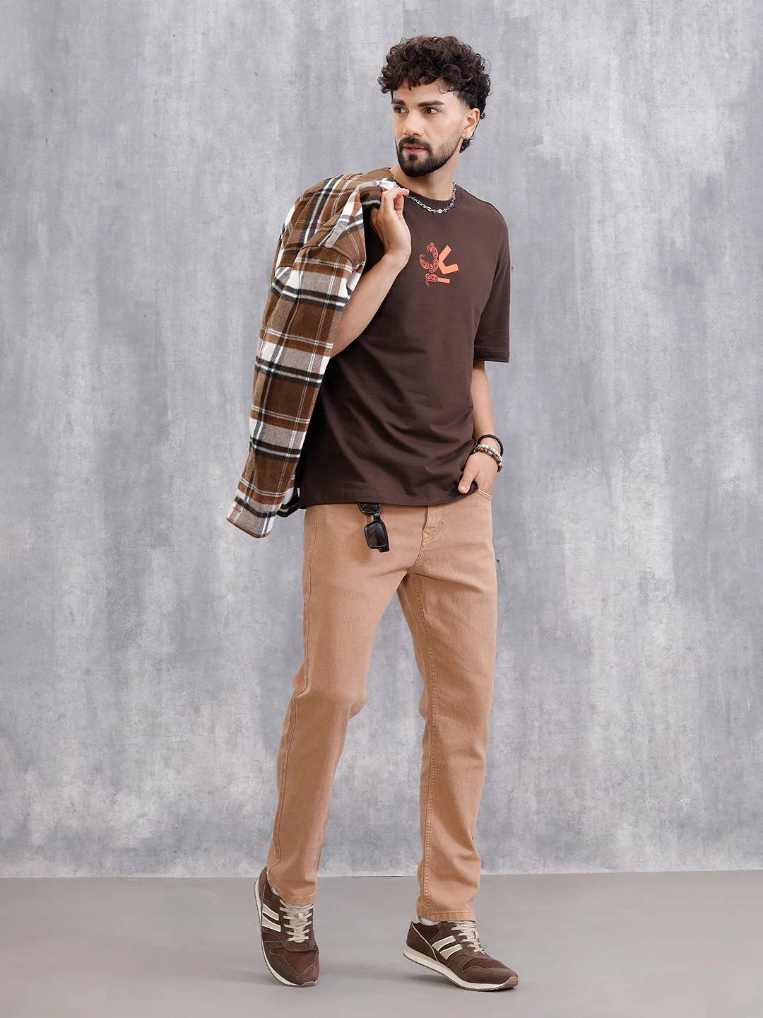 Bandana Inspired Oversized Back Print Crew Neck T-Shirt | Brown - Image 2