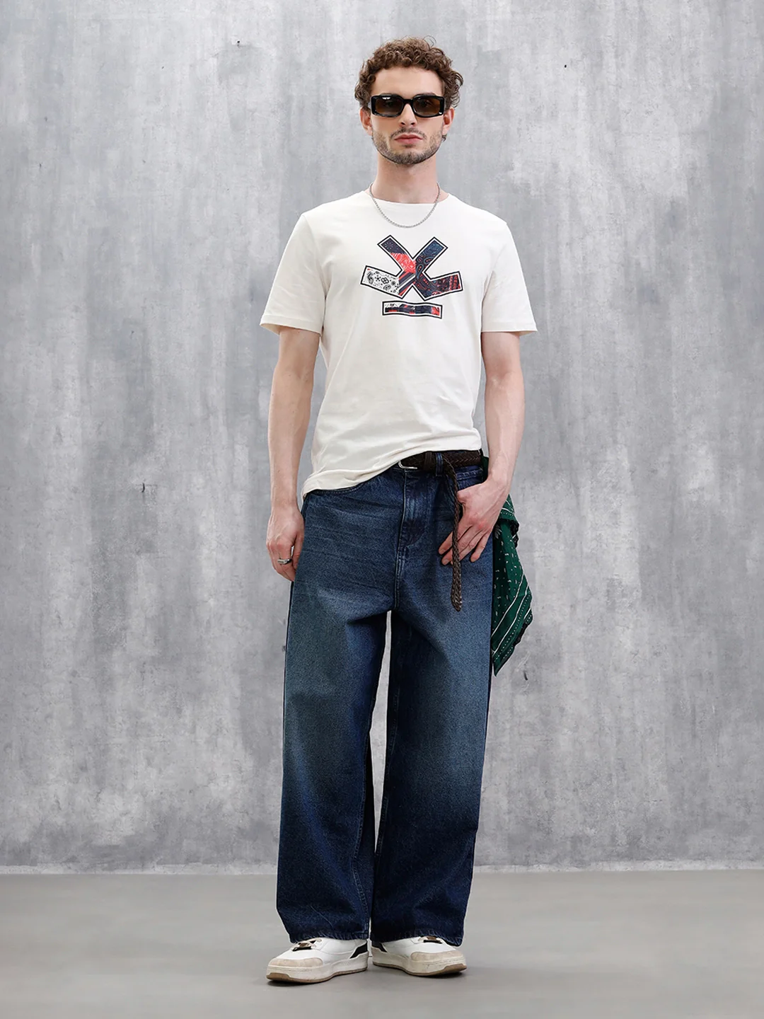 Bandana Logo Printed Slim Fit T-Shirt | White - Image 2