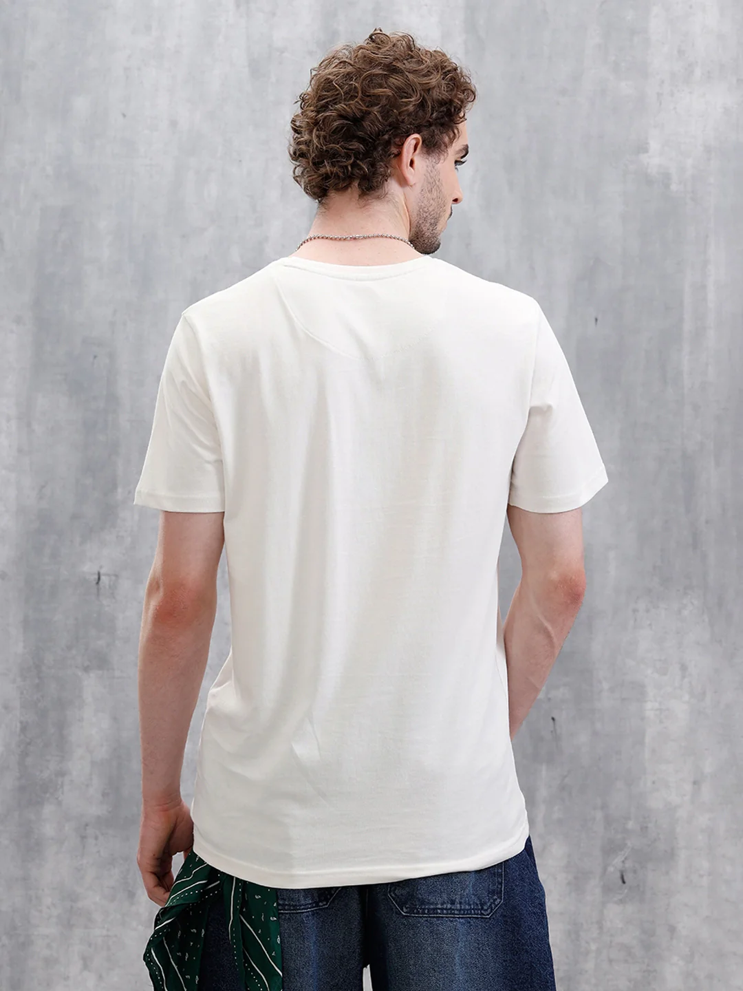 Bandana Logo Printed Slim Fit T-Shirt | White - Image 3