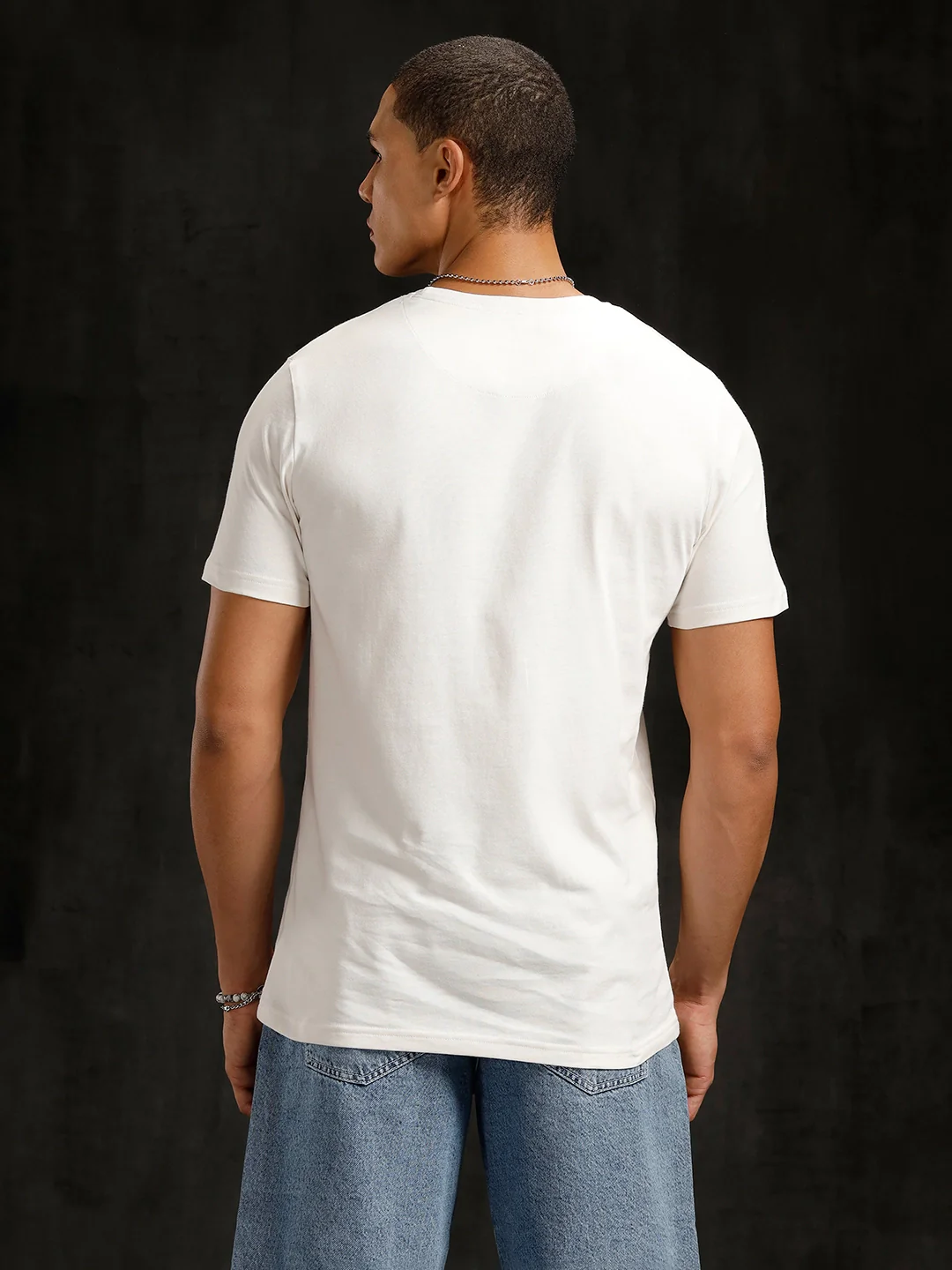 Bandana Logo Printed Slim Fit T-Shirt | White - Image 3